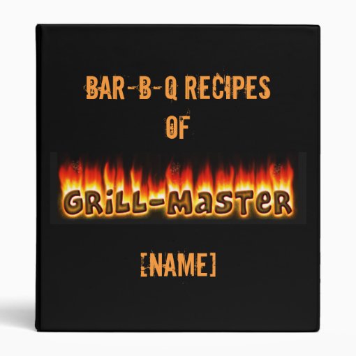 BBQ Recipes with Grillmaster's Name Binder Zazzle