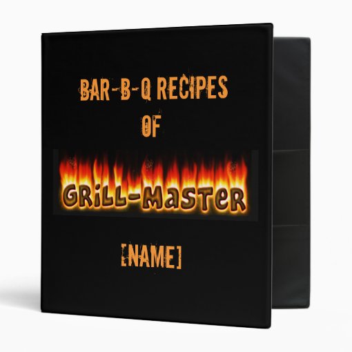 BBQ Recipes with Grillmaster's Name Binder Zazzle