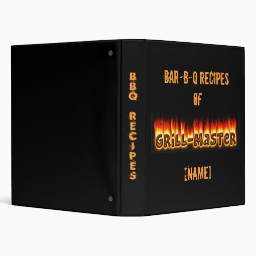 BBQ Recipes with Grillmaster's Name Binder Zazzle