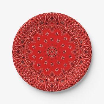 Bbq Red Bandana Picnic Party Snack Plates by PrintTiques at Zazzle