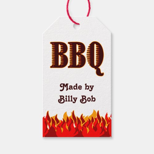 BBQ Red Flames Custom Canning or Gift Tag