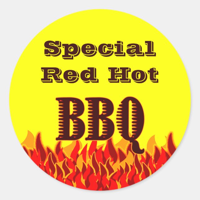 BBQ Red Flames Custom Canning Sticker (Front)