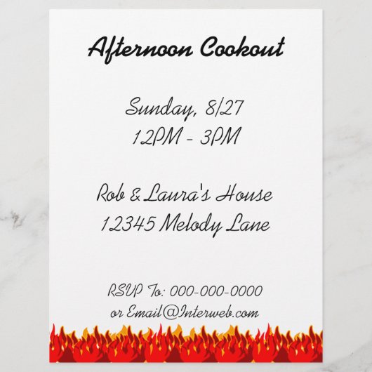 BBQ Red Flames Custom Flyer Template (Back)