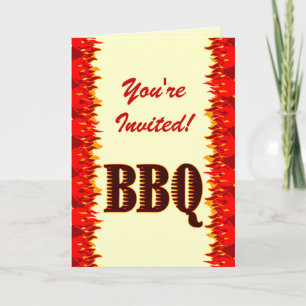 BBQ Red Flames Custom Folded Invitation