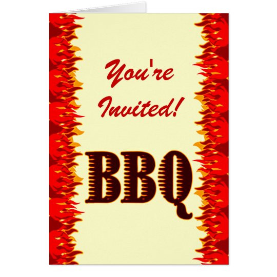 BBQ Red Flames Custom Folded Invitation