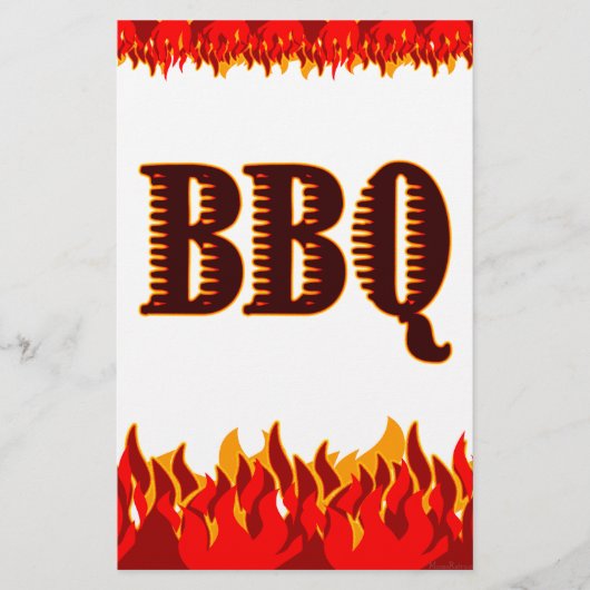 BBQ Red Flames Custom Party Flyer Template (Front)