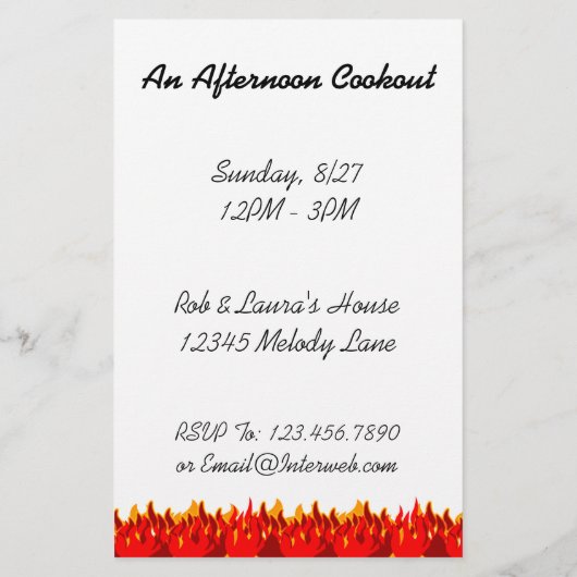 BBQ Red Flames Custom Party Flyer Template (Back)