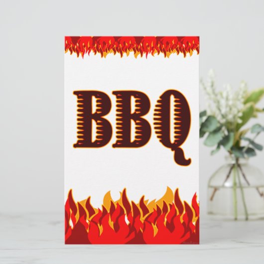 BBQ Red Flames Custom Party Flyer Template (Standing Front)