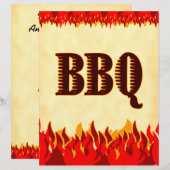 BBQ Red Flames Custom Party Flyer Template (Front/Back)