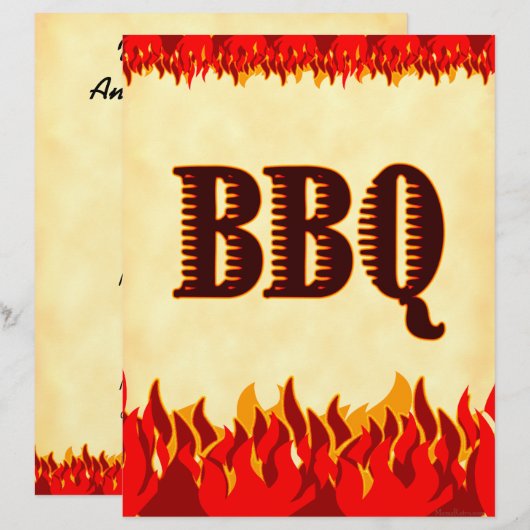 BBQ Red Flames Custom Party Flyer Template (Front/Back)