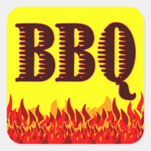 BBQ Red Flames Customizable Jar or Canning Sticker