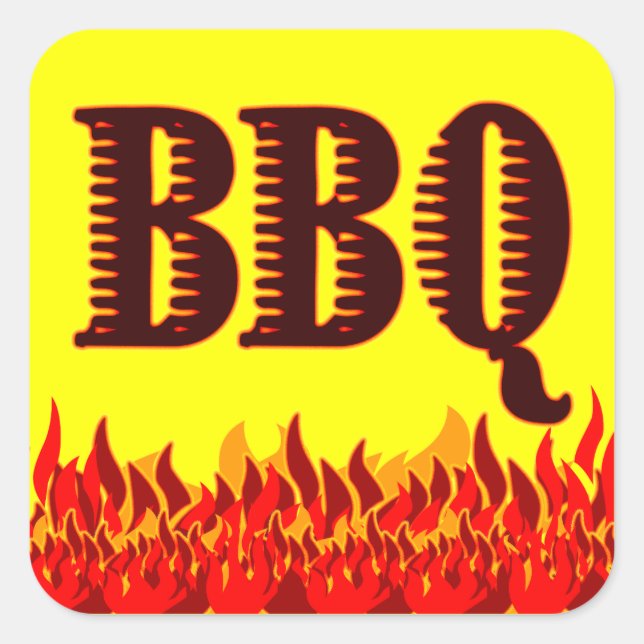 BBQ Red Flames Customizable Jar or Canning Sticker (Front)