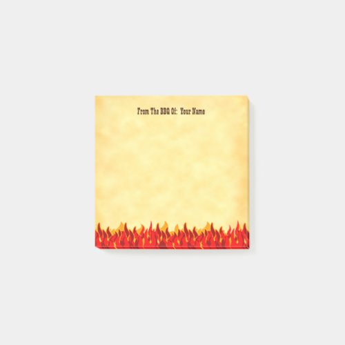 BBQ Red Flames Editable Western Letters Post_it Notes