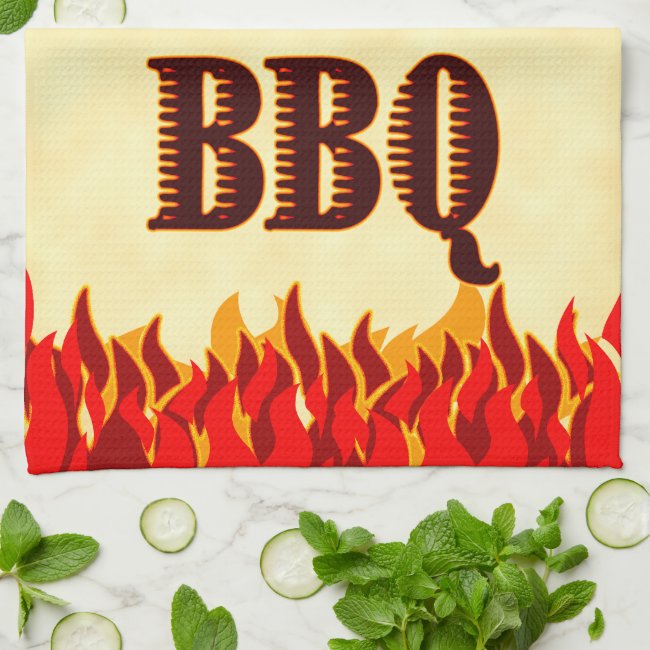 BBQ Red Flames Kitchen Towel