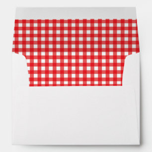 BBQ Red Gingham Birthday Party Invitation Envelope