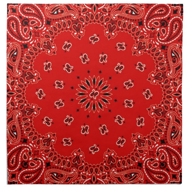 BBQ Red Paisley Western Bandana Scarf Print Napkin (Front)