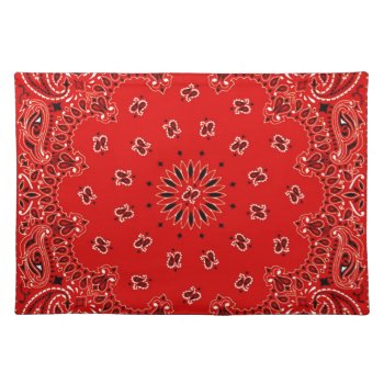 Bbq Red Paisley Western Bandana Scarf Print Placemat by PrintTiques at Zazzle