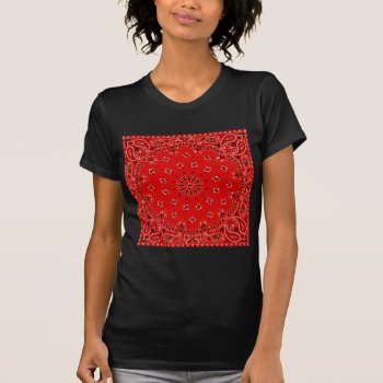Bbq Red Paisley Western Bandana Scarf Print T-shirt by PrintTiques at Zazzle