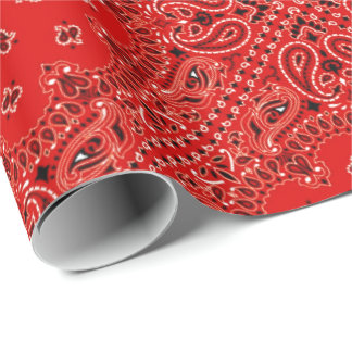 BBQ Red Paisley Western Bandana Scarf Print Wrapping Paper