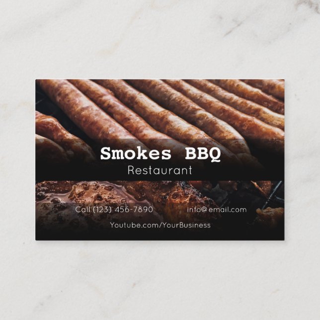 BBQ Restaurant Grill Smoke Company Business Card (Back)