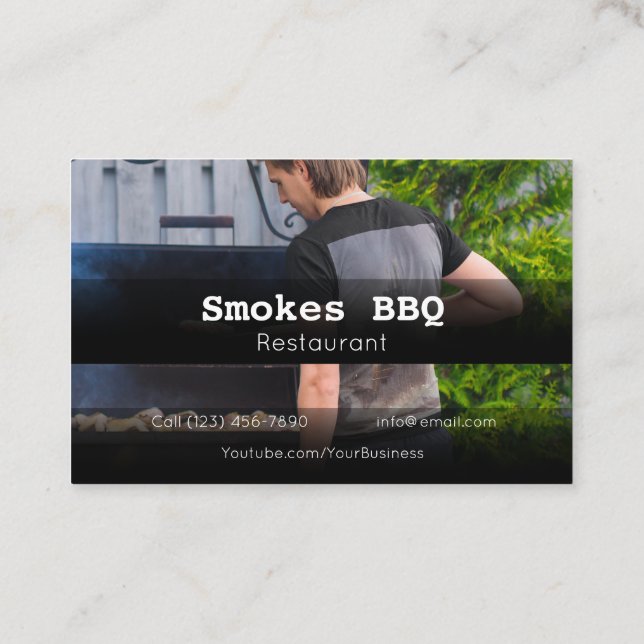 BBQ Restaurant Grill Smoke Company Business Card (Back)