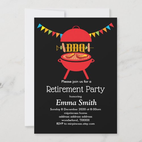 bbq retirement party barbecue bbq grill invitation