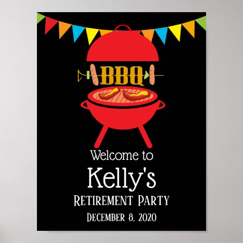 bbq retirement party barbecue bbq grill welcome poster