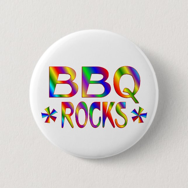 BBQ Rocks Pinback Button (Front)