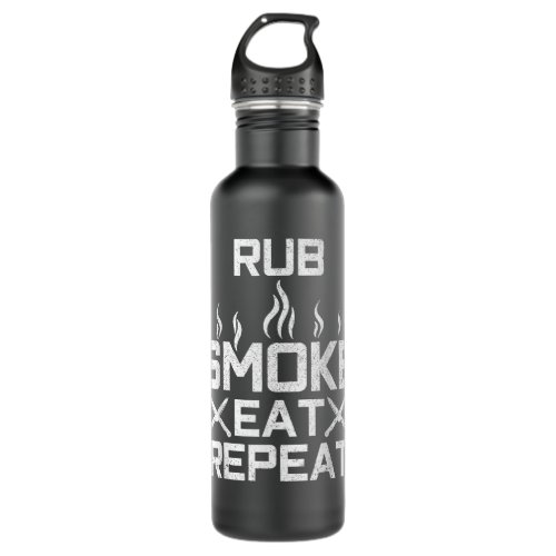 BBQ Rubmoke Eat Repeat  Chef Gift Stainless Steel Water Bottle