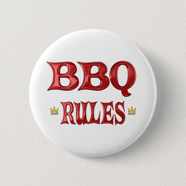 BBQ Rules Pinback Button (Front)