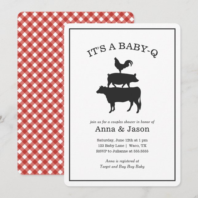 BBQ Rustic Couples Baby Shower Baby Q Invitation (Front/Back)