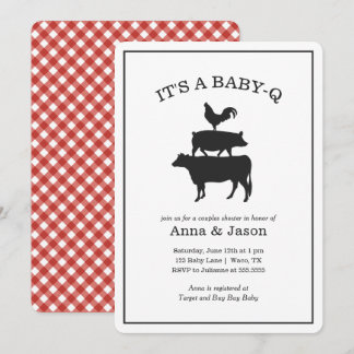 BBQ Rustic Couples Baby Shower Baby Q Invitation