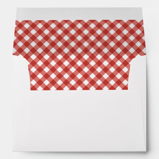 BBQ Rustic Couples Baby Shower Baby Q Red Plaid Envelope (Back (Bottom))