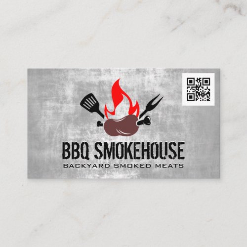 BBQ Sausage Fire  qr code Business Card