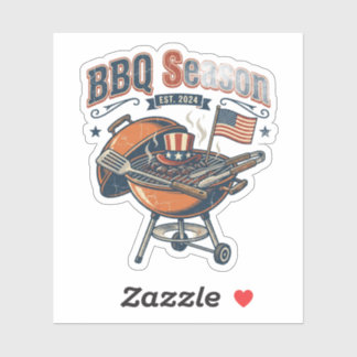 BBQ Season Patriotic 4th of July Backyard Grill Sticker
