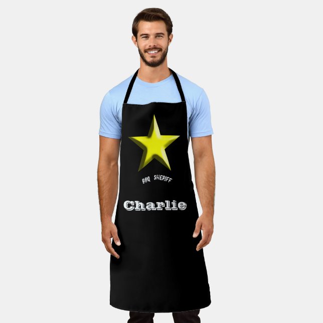 BBQ Sheriff Personalized Sheriff's Badge Apron (Worn)