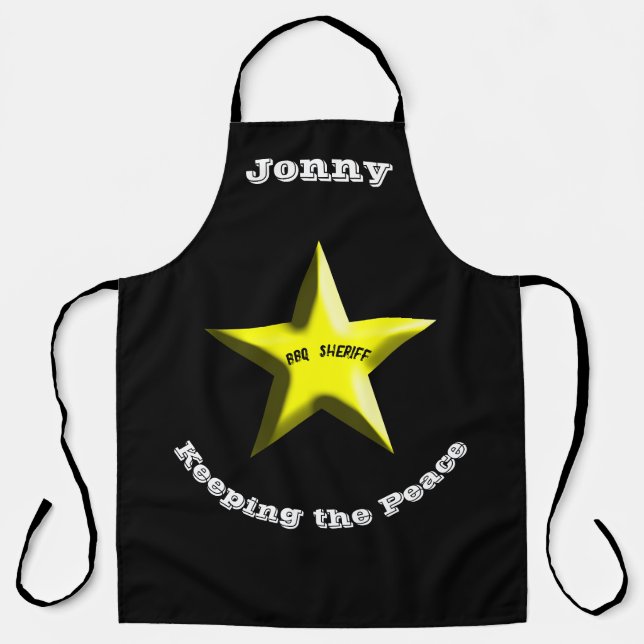BBQ Sheriff Personalized Sheriff's Badge Apron (Front)