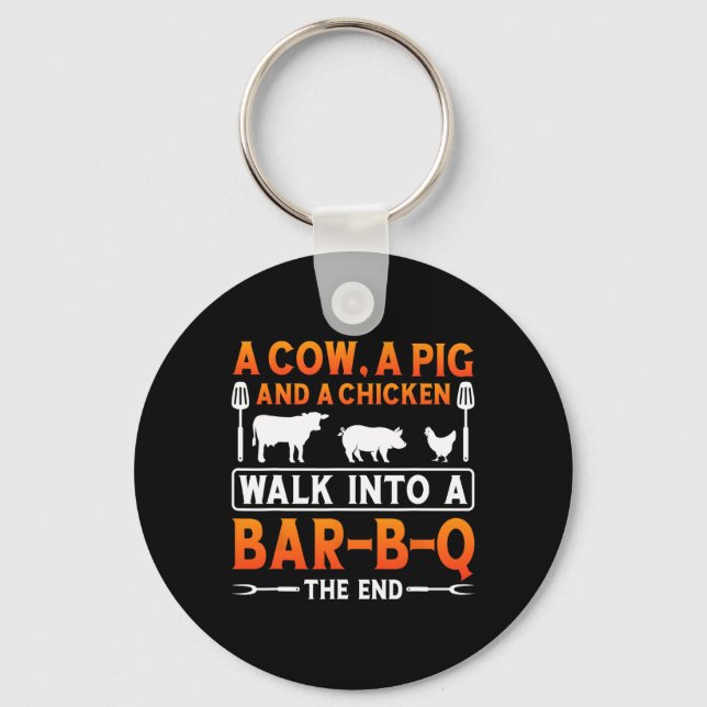 Bbq Shirt A Cow  Keychain (Front)