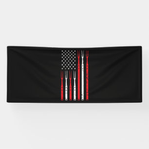 BBQ   Shirt For Men Dad Gift Patriotic USA Flag Banner
