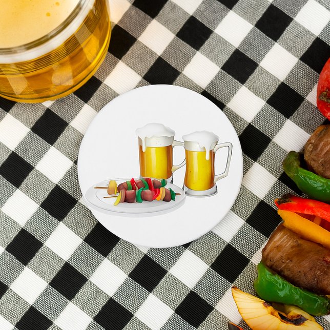 BBQ Skewers and Beer Summer Cookout Button (Creator Uploaded)