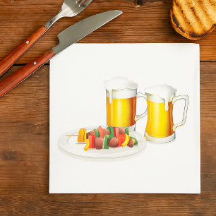 BBQ Skewers and Beer Summer Cookout Napkins