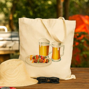 BBQ Skewers and Beer Summer Cookout Tote Bag