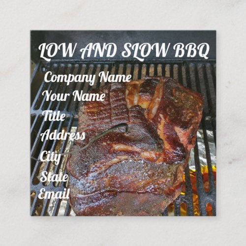 BBQ smoked meats beef pork Boston butt Square Business Card