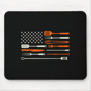 Bbq smoker barbecue chef grilling tools usa flag mouse pad