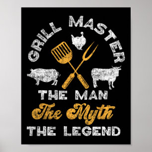 Bbq Smoker Grill Master The Man The Myth The Legen Poster