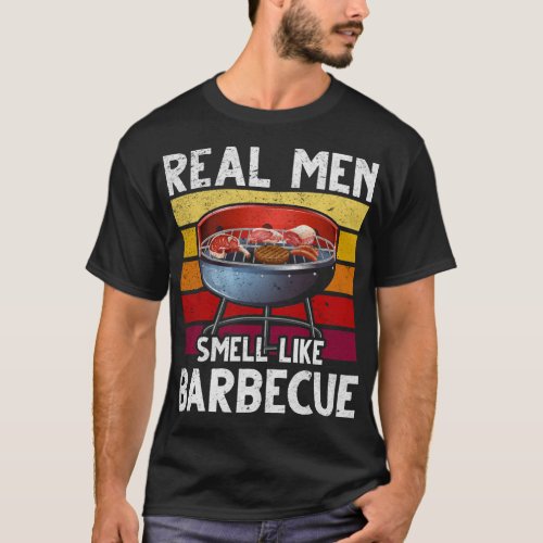 BBQ Smoker Real Men Smell Like Barbecue Retro T_Shirt
