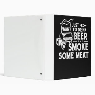 BBQ Smoking Pitmaster Gift Drink Beer Smoke Meat 3 Ring Binder