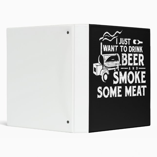 BBQ Smoking Pitmaster Gift Drink Beer Smoke Meat 3 Ring Binder (Background)