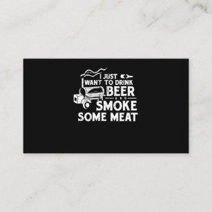 BBQ Smoking Pitmaster Gift Drink Beer Smoke Meat Business Card