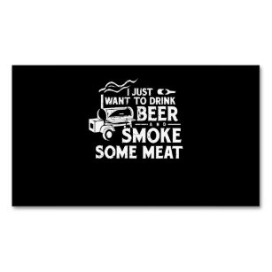 BBQ Smoking Pitmaster Gift Drink Beer Smoke Meat Business Card Magnet